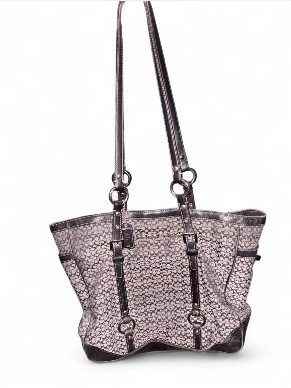 Coach Designer Black and Gray Patterned Tote Bag